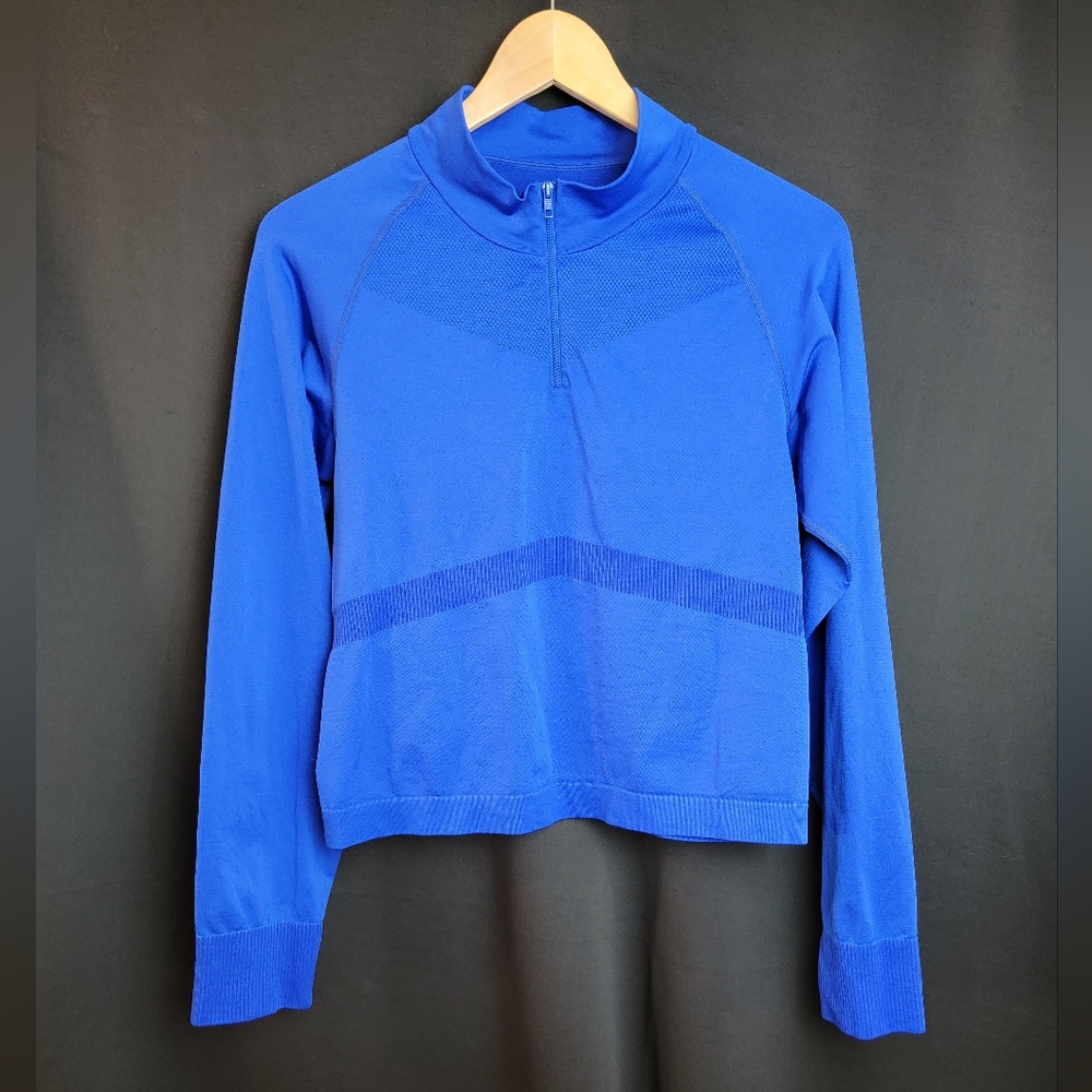PINK Cropped Royal‎ Blue Fitted Zip-Up Jacket Large - Picture 3 of 11